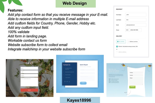 I will design PHP contact form for website with email script
