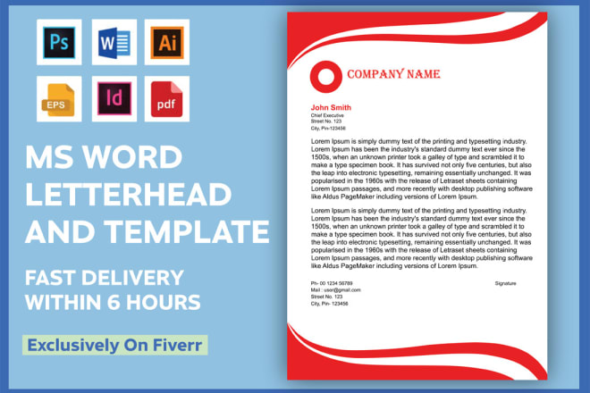 I will design professional letterhead and word template in 6 hours