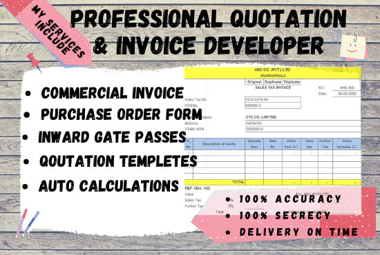 I will design professional quotation and invoice formats for you