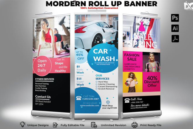 I will design professional rollup banner