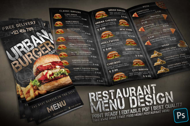 I will design restaurant, food menu, or promo flyer