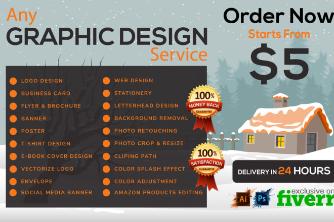 I will do any graphic design service, graphic design job, photoshop editing in 6 hrs