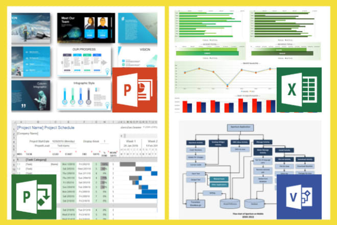 I will do any task on microsoft office excel, powerpoint, project,visio, publisher