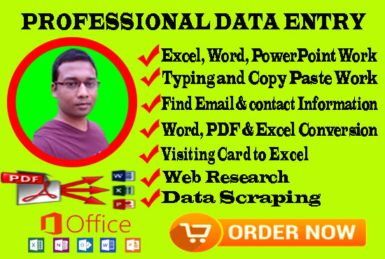I will do data entry, data scraping, copy paste jobs, typing work