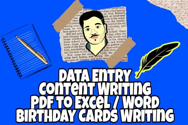 I will do data entry PDF to excel or word birthday cards