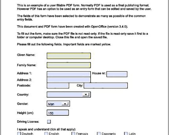 I will do editable pdf fillable form