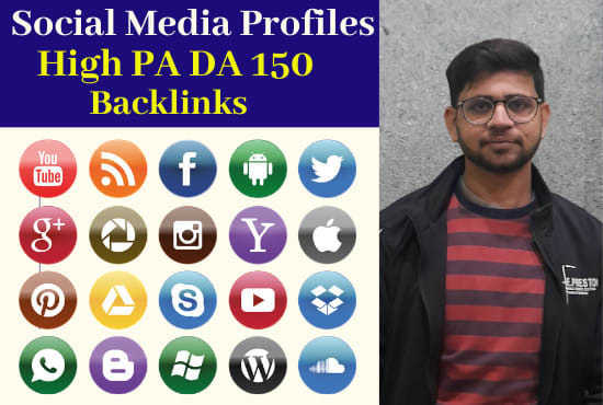 I will do manually 150 live seo social media profiles backlink