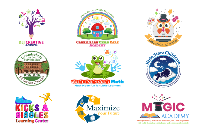 I will do preschool, child care, school, college and education logo