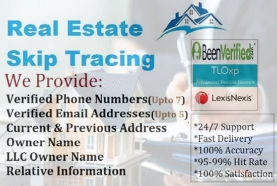 I will do real estate leads and bulk skip tracing for you