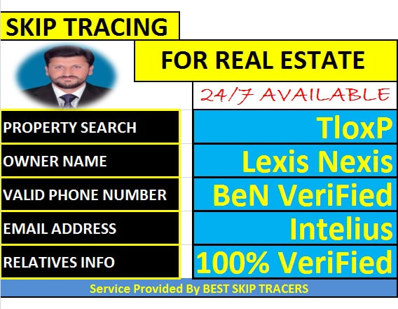 I will do skip tracing and data entry for your real estate business