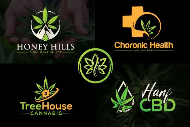 I will do unique cannabis medical cbd oil and natural hemp logo