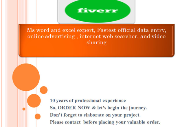 I will do word excel jobs, online advertising, media marketing, pics background removal