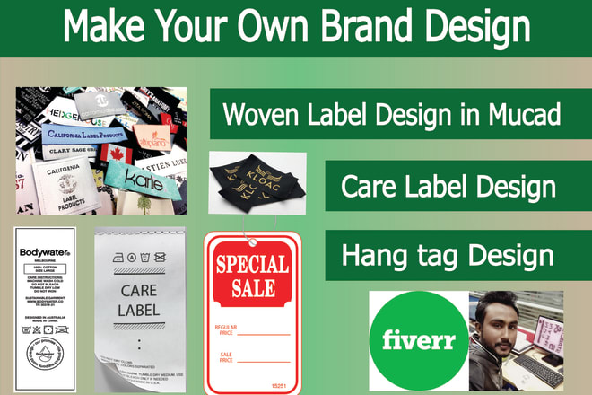 I will do woven label design in mucad, hang tag, care label design