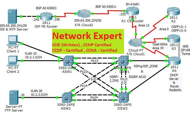 I will do your cisco packet tracer,gns3 labs