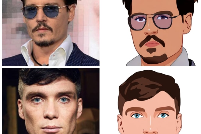 I will draw 8 image of your face with an vector art drawing
