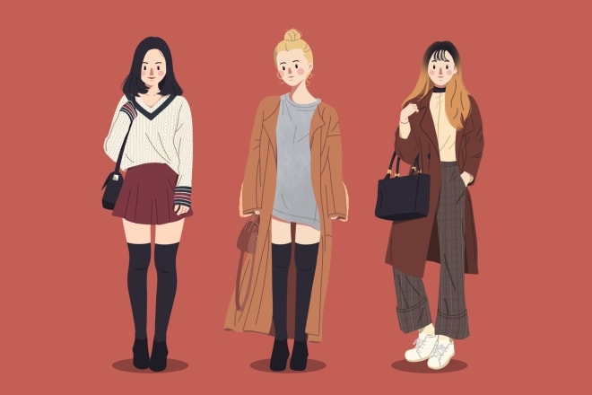 I will draw a cute cartoon portrait of your ootd