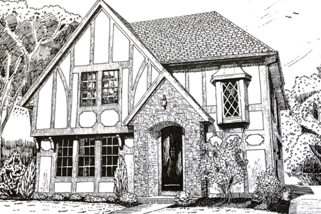 I will draw a detailed ink sketch of a house or building
