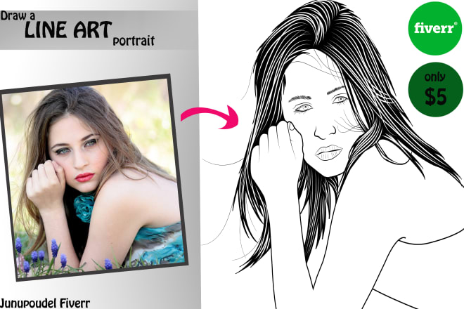 I will draw a line ART from your photo