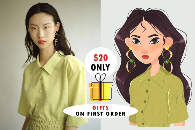 I will draw a portrait in cute cartoon style, gifts on first order