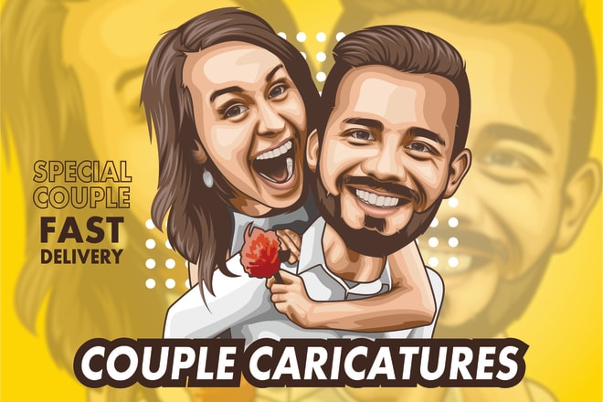 I will draw caricatures for couples, families, weddings