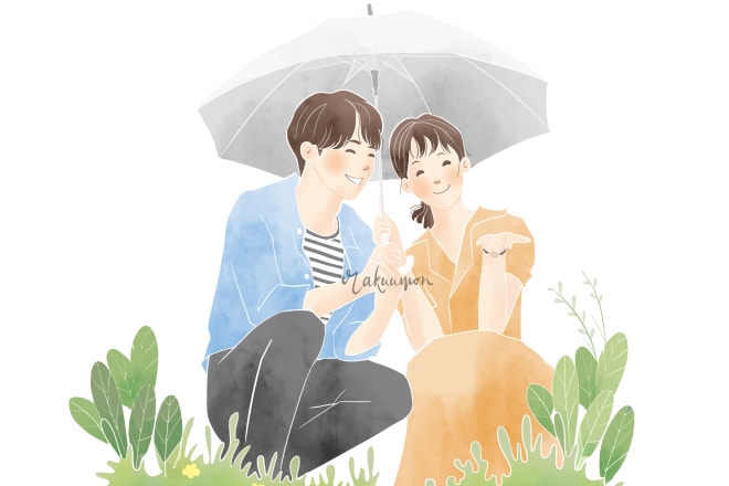 I will draw couple or family with simple cute cartoon style