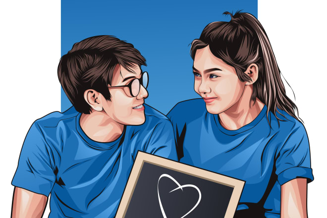 I will draw couple portrait illustration from photo