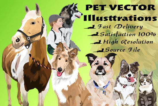 I will draw professional best quality vector for your pet or any animals