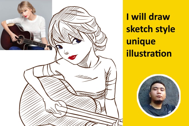 I will draw sketch style unique illustration