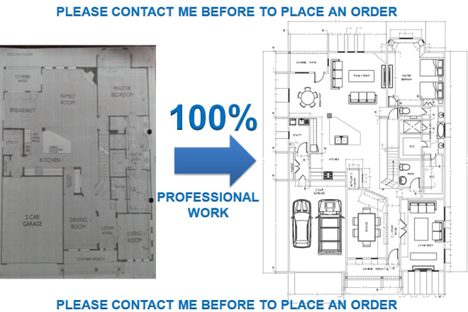 I will draw your architectural floor plan, elevations, etc in cad