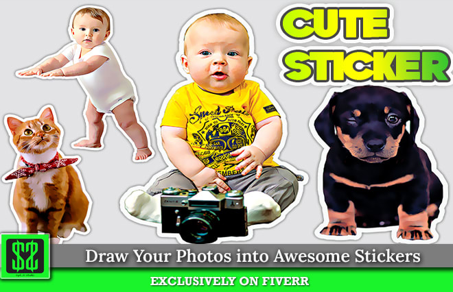 I will draw your photos into awesome stickers design