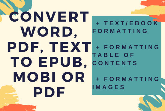 I will format and convert word, text file to epub, mobi, PDF