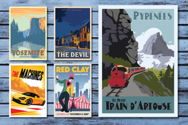 I will give you professional vintage travel poster ready for print