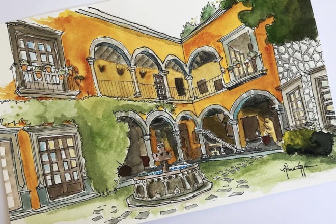 I will handmade watercolor of your house or any buildings