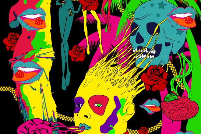 I will illustrate an epic, trippy album cover for you