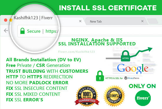 I will install ssl https certificate in your website or webserver