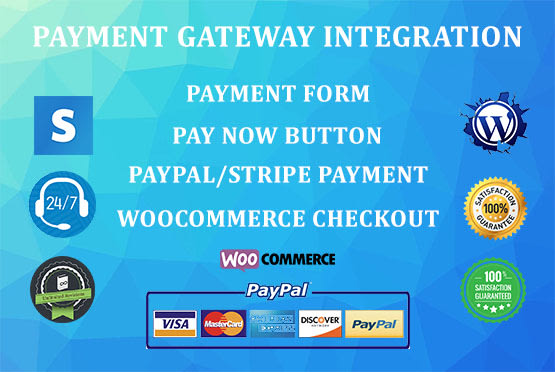 I will integrate payment gateway, form, payment button, pay now button