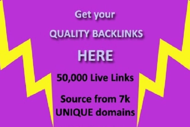 I will make 50k plus quality backlinks instantly from over 7k domains to your site