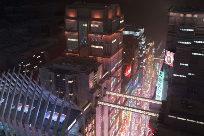 I will make an animated render of a cyberpunk city