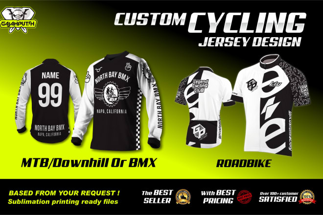 I will make custom cycling jersey design roadbike, bmx,mtb downhill