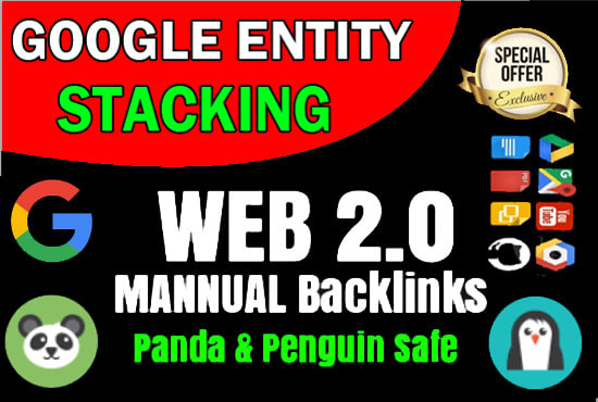 I will make google entity stacking including web 2