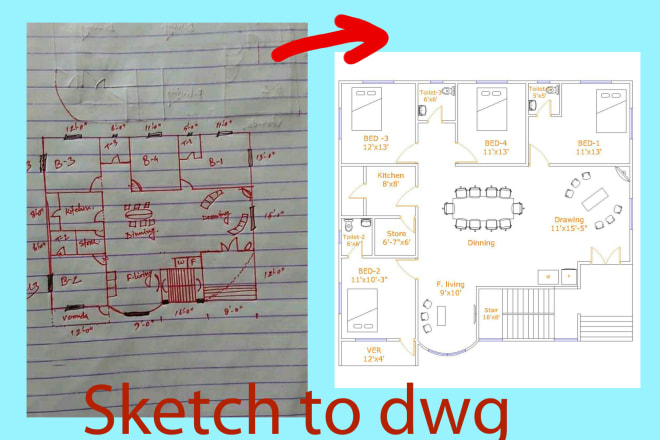 I will make the floor plan design of your house and convert dwg