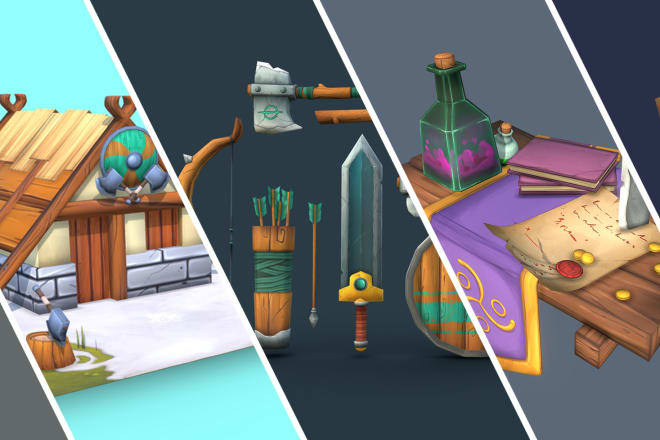 I will model 3d lowpoly props, textures hand painted