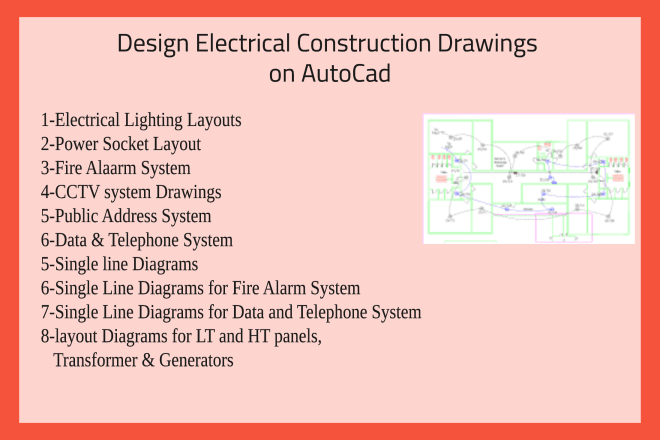 I will prepare your electrical design drawings on given autocad plan