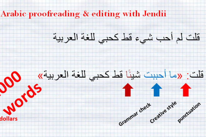 I will proofread any arabic content grammar and punctuation