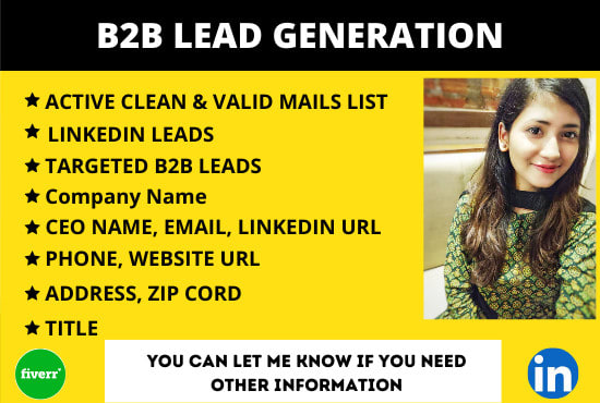 I will provide b2b lead, web research, linkedin lead generation, and build email list