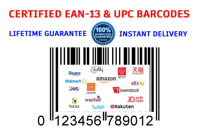 I will provide ean and upc barcodes for your amazon,ebay,etsy, walmart store