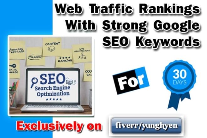 I will provide web traffic rankings with strong google SEO keywords