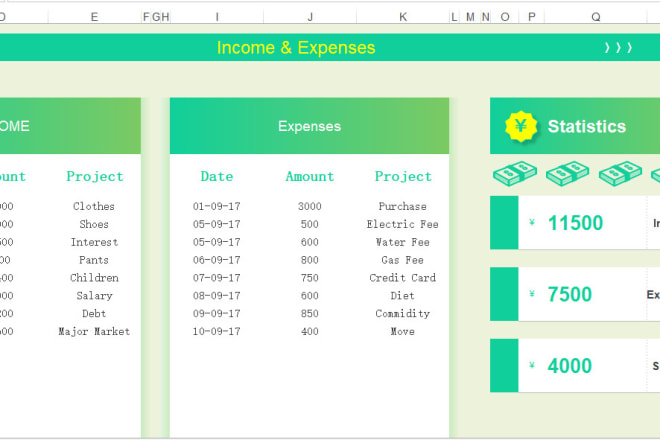 I will provide you income n expense,budget,sales excel template