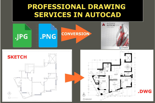 I will redraw your sketches or image drawing in autocad