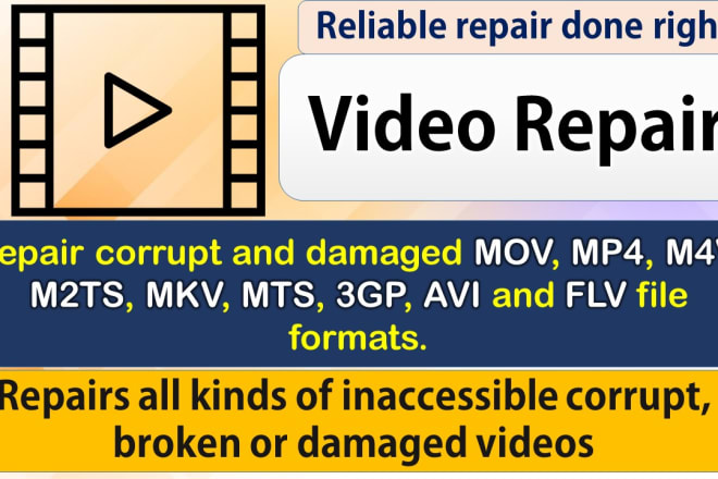 I will repair corrupt,broken damaged mov, mp4, avi and mp3 video file,data recovery